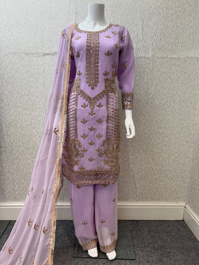 Luxury Festive Chiffon Plazzo bottom Collection Lilac  DP-12