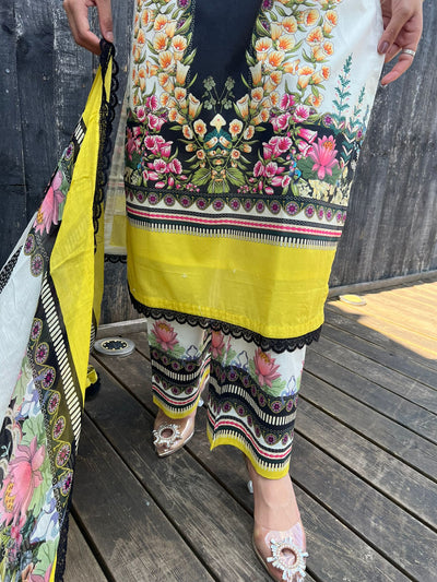D-12 Mahnur  Embroidered | Lawn Desinger Suit With |Embroidered  Dupatta