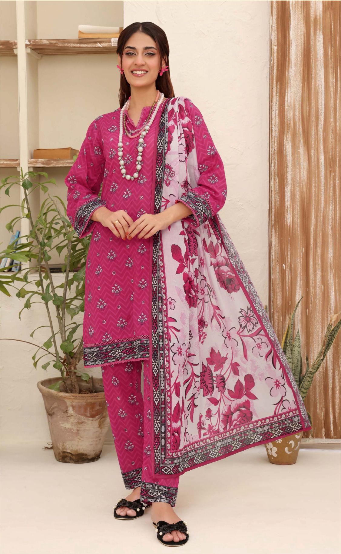 3PC PRINTED READYMADE SUIT  WITH LAWN DUPATTA