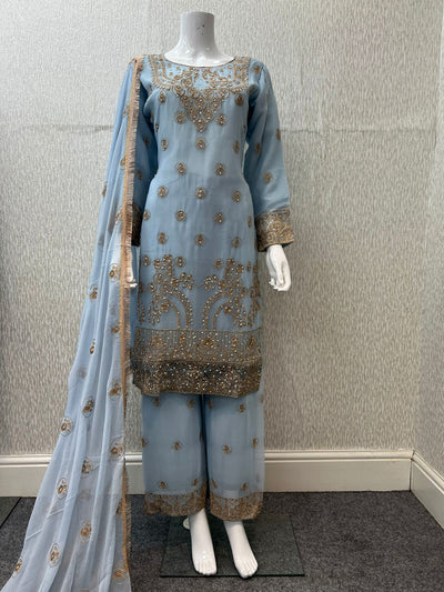 Luxury Festive Chiffon Plazzo bottom Collection Sky Blue DP-1