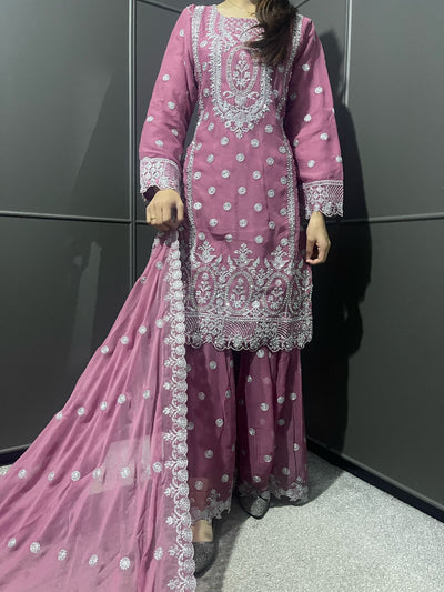 PINK - Mahham Luxury Chiffon Gharara Collection