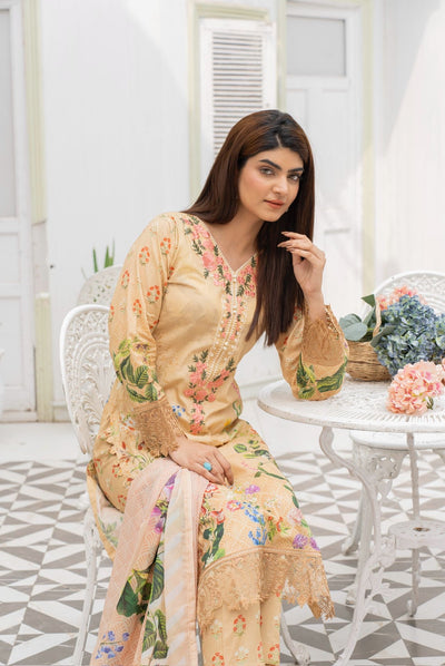 DESIGNER EMBROIDERED LAWN WITH  PRINTED SILK DUPATTA SO-09