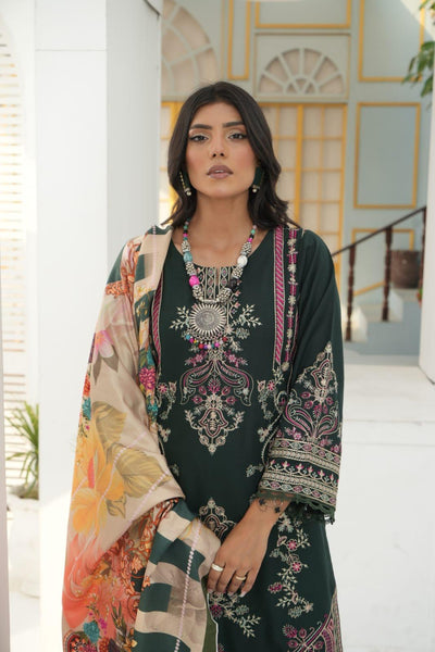 Green-3 PIECE EMBROIDERED DHANAK READY TO WEAR SUIT