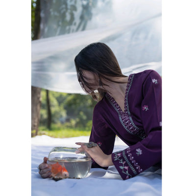 Purple Embroidered Dhanak | with Pashmina Shawl Winter| Collection by Casuallite