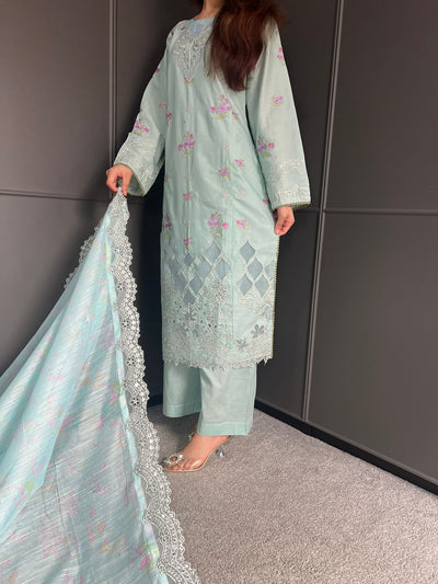 Raj Bari  Embroidered | Lawn Designer Suit With | Embroidered Dupatta