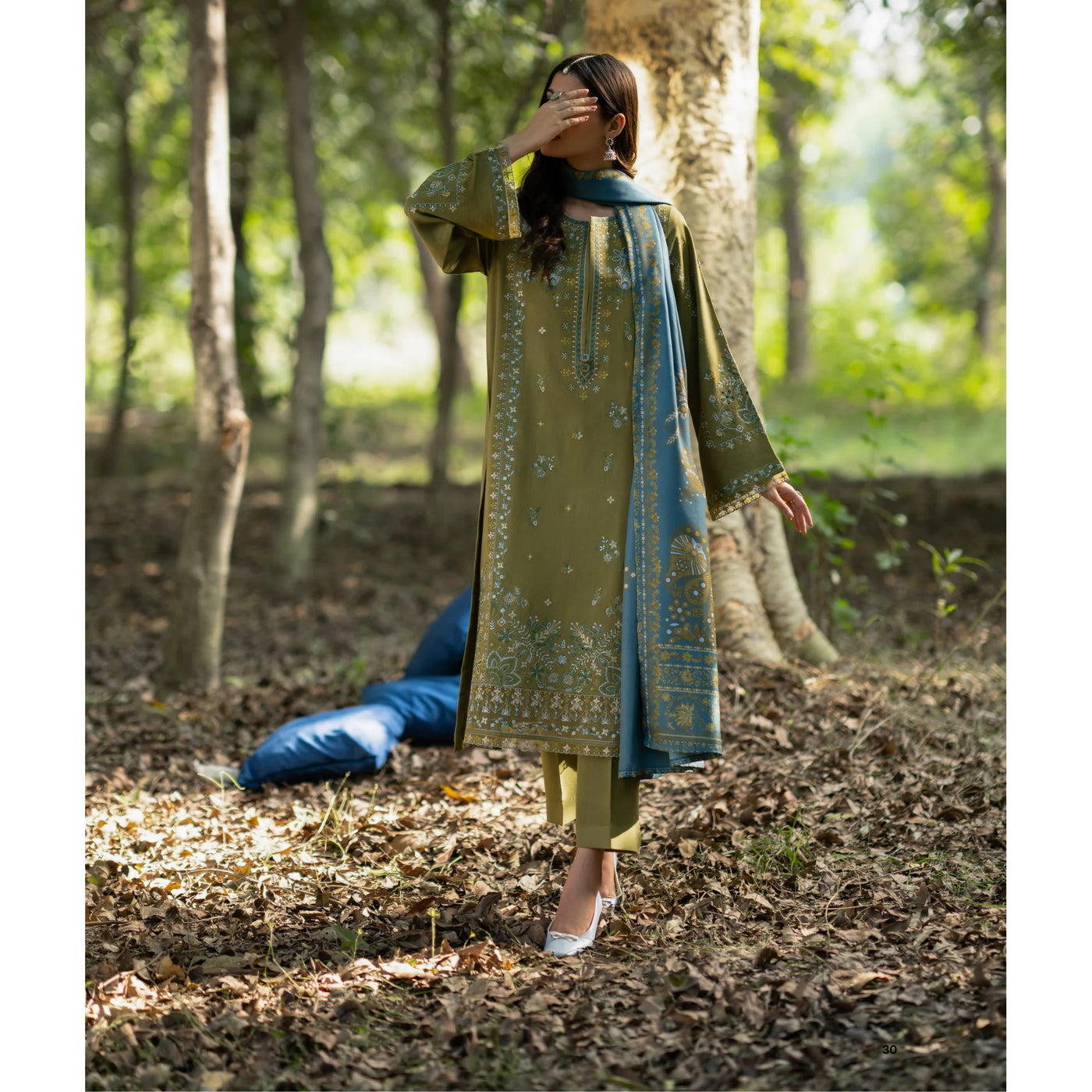 Mint Green Embroidered Dhanak | with Pashmina Shawl Winter| Collection by Casuallite