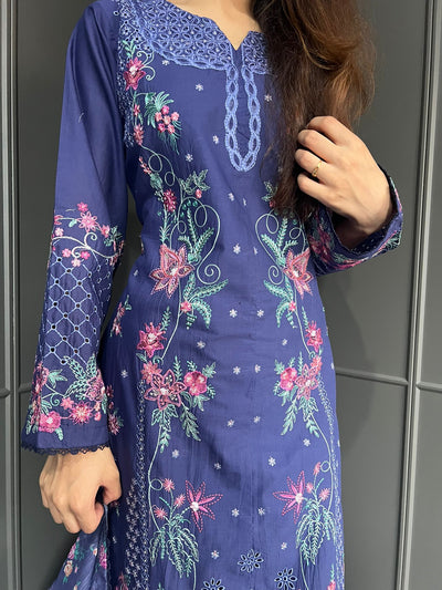 Raj Bari  Embroidered | Lawn Designer Suit With | Embroidered Dupatta