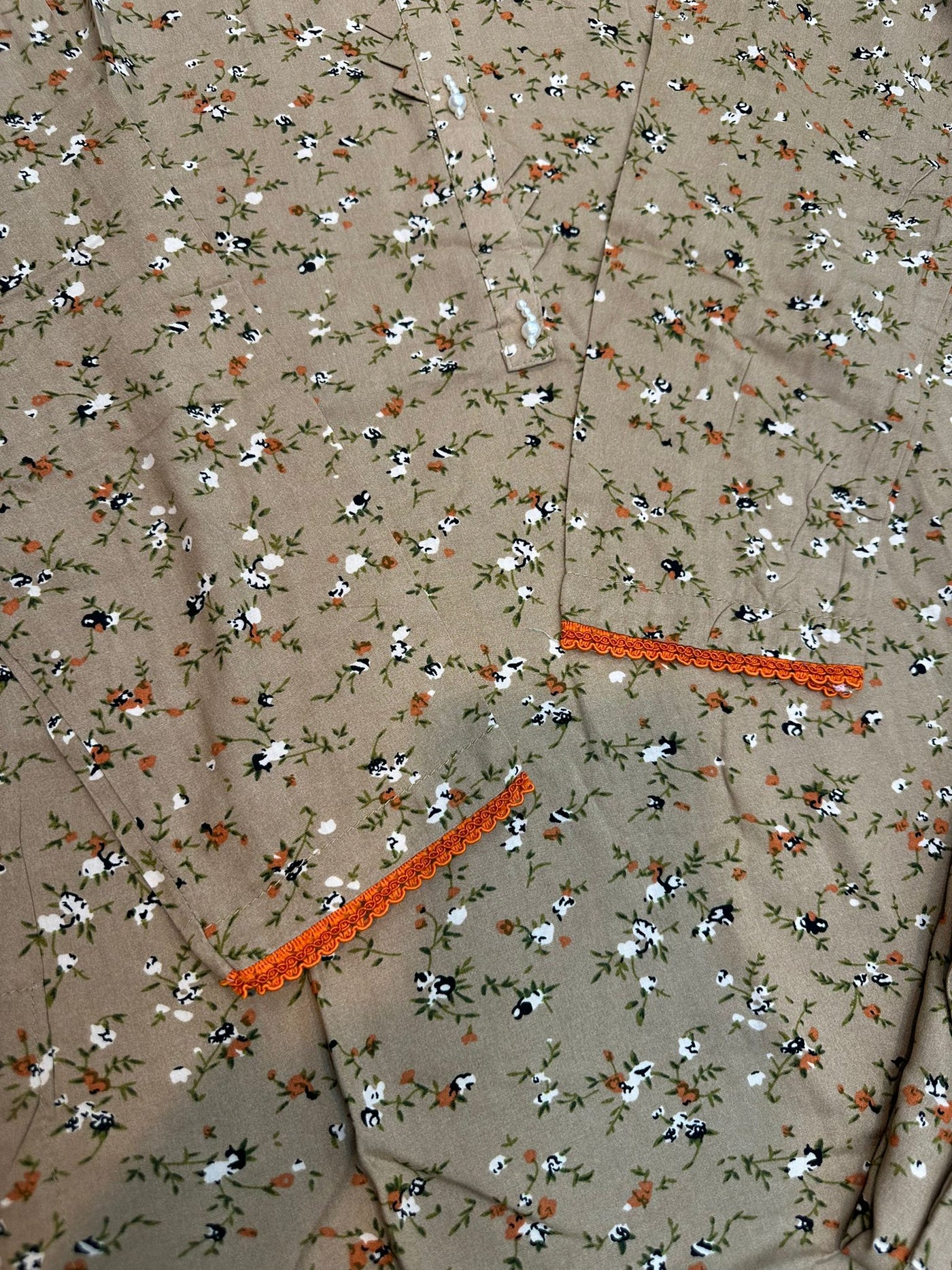 Floral Printed Stone Linen Suit - Trouser 2 Pc Set