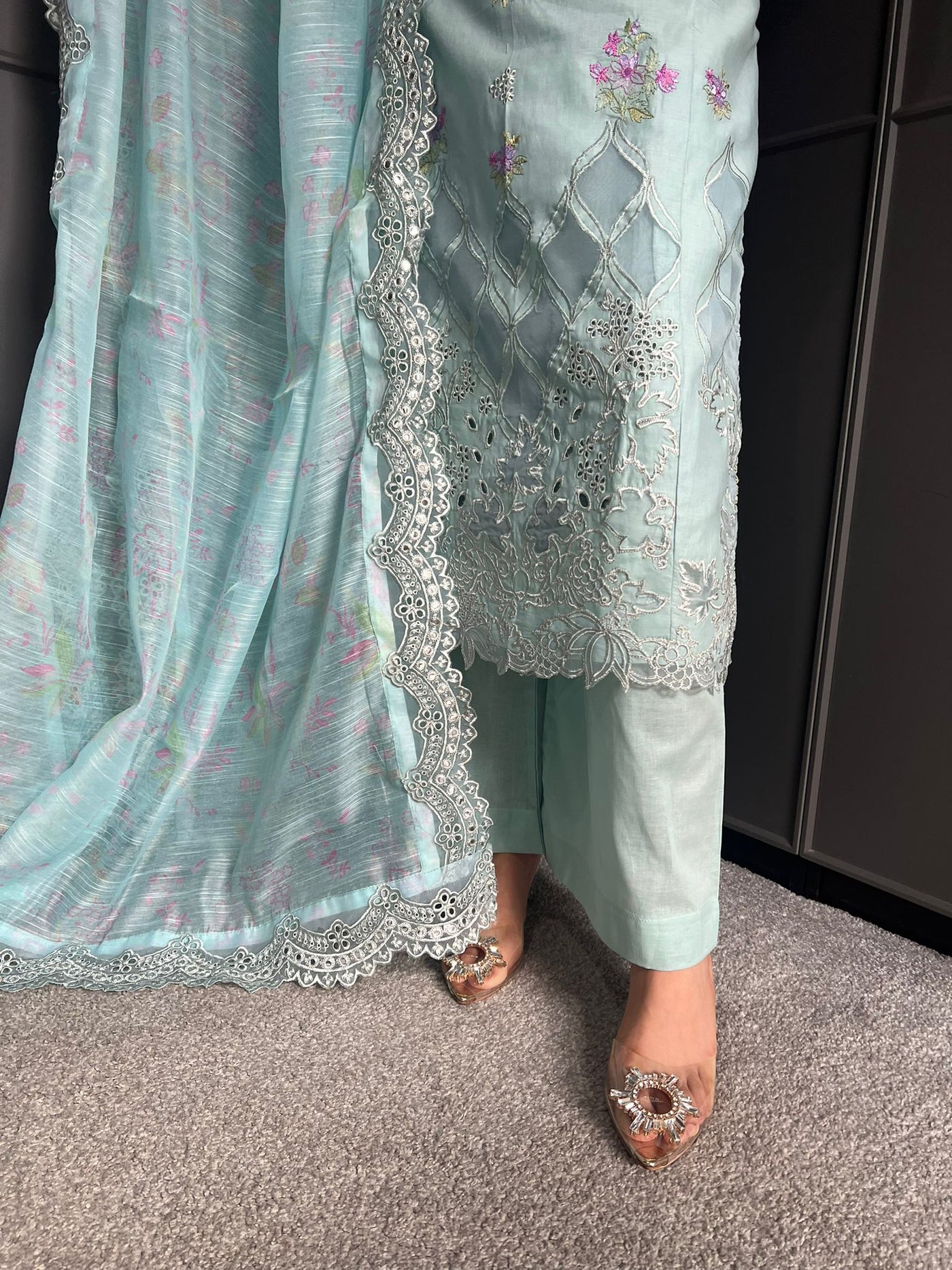 Raj Bari  Embroidered | Lawn Designer Suit With | Embroidered Dupatta
