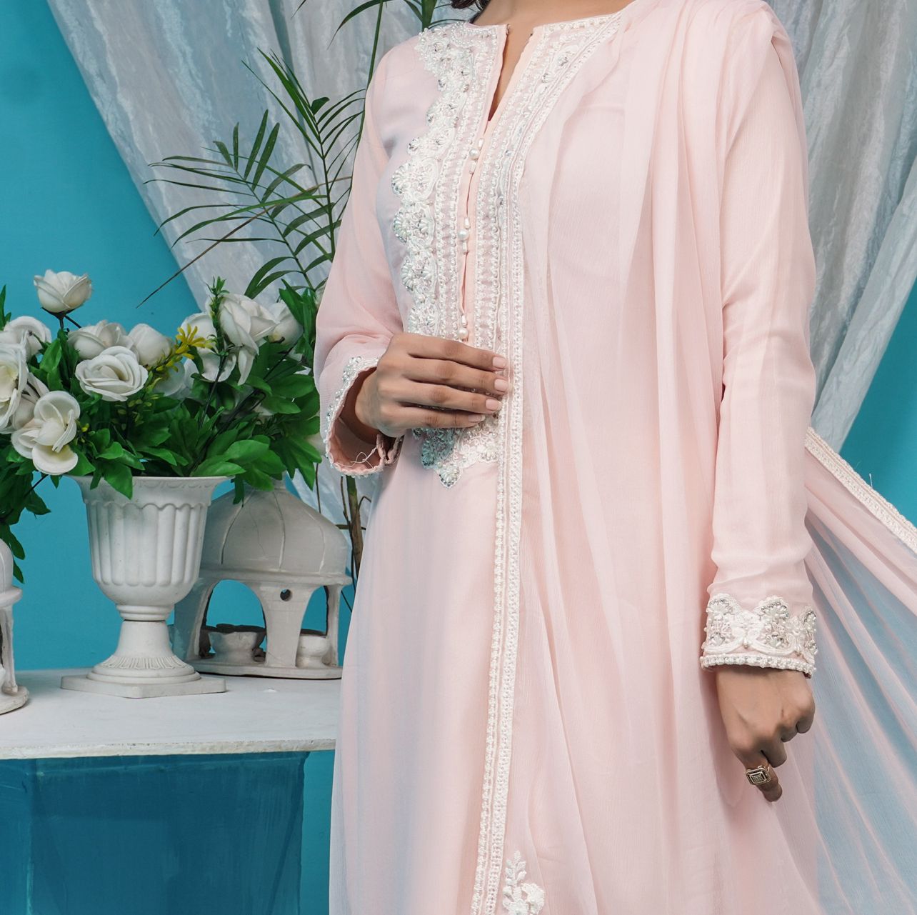 Mahham Luxury Chiffon Collection Pink D-18