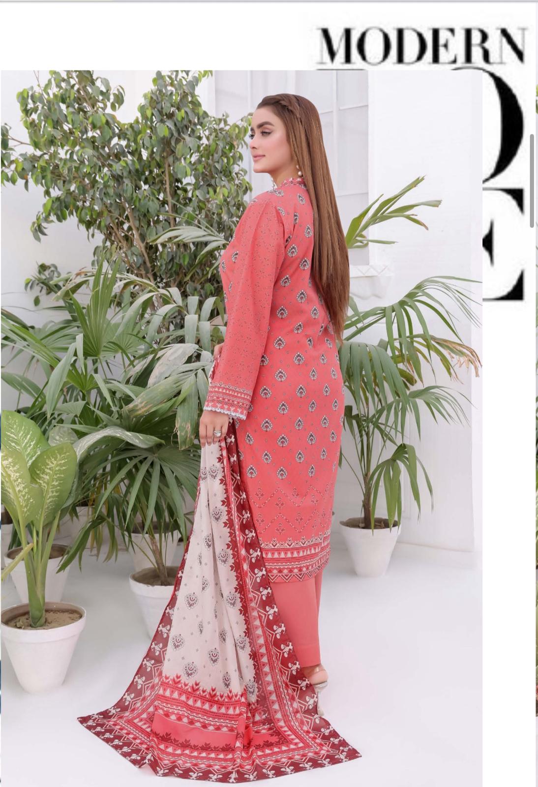 3PC PRINTED READYMADE SUIT WITH LAWN DUPATTA | This 3 Piece Ladies Suit is available in different designs and colors. You can browse our other products to match your needs. Mahham Collection offers a wide range of Pakistani Suits in your pocket friendly budget | Image 3 of 4