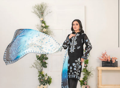 3 Piece Ready-to-wear Collection By Tawakkal Elegant Cotton Khaddi D-2061