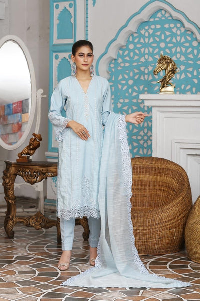 Mahham Khadi Cotton  Collection Sky Blue -D813