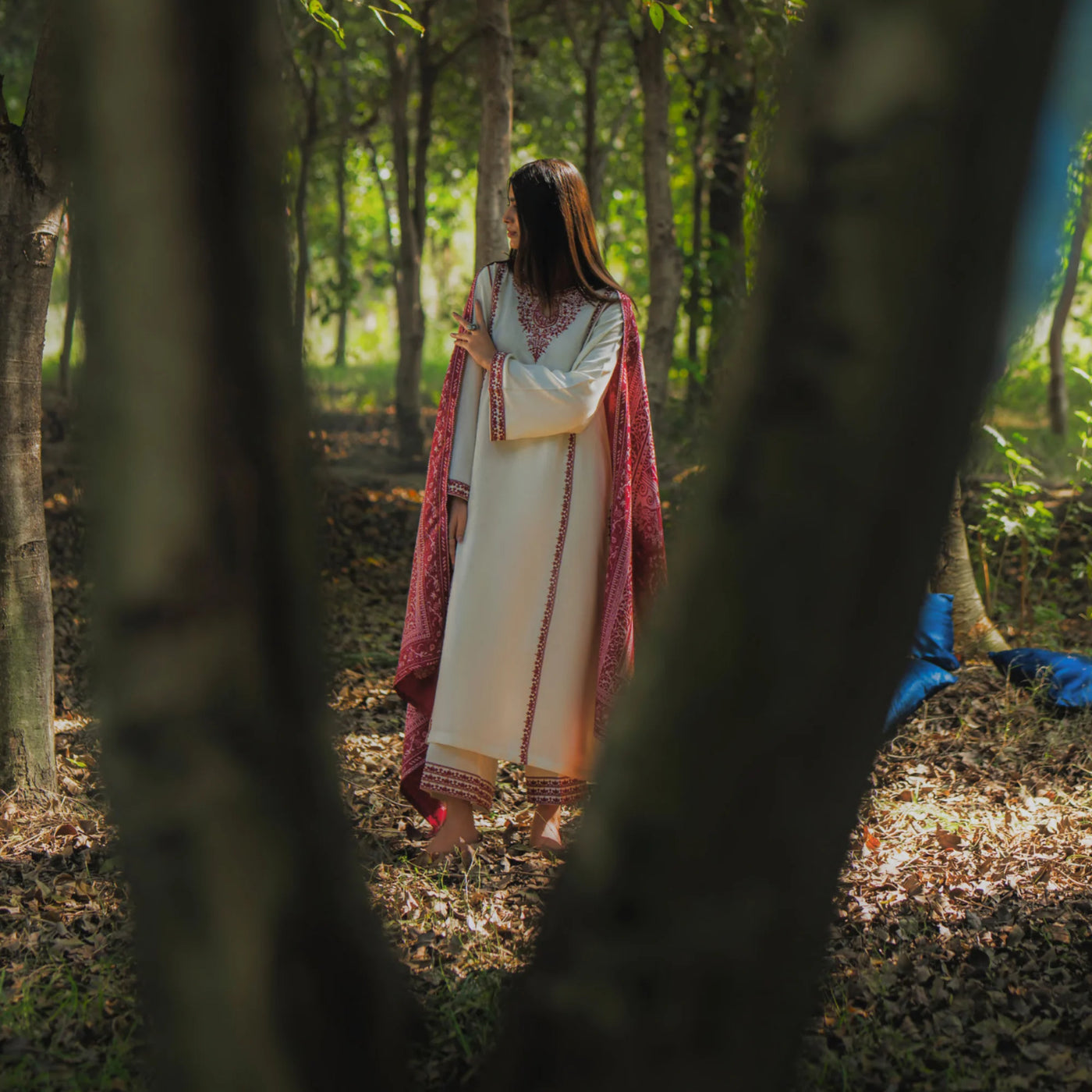 Cream Embroidered Dhanak | with Pashmina Shawl Winter | Collection by Casuallite