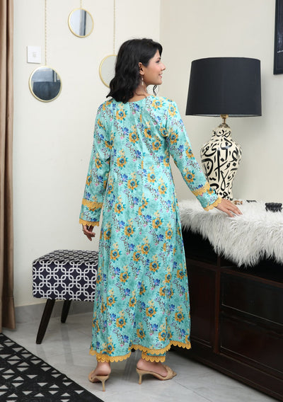 Floral Printed Premium Lawn Frock Co-Ords Set IJ-40