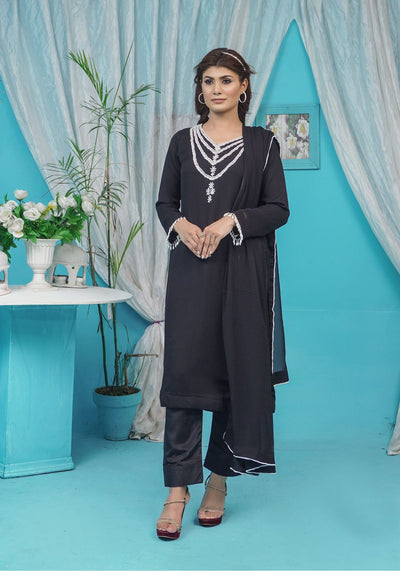 Mahham Luxury Chiffon Georgette Collection Black  D-29