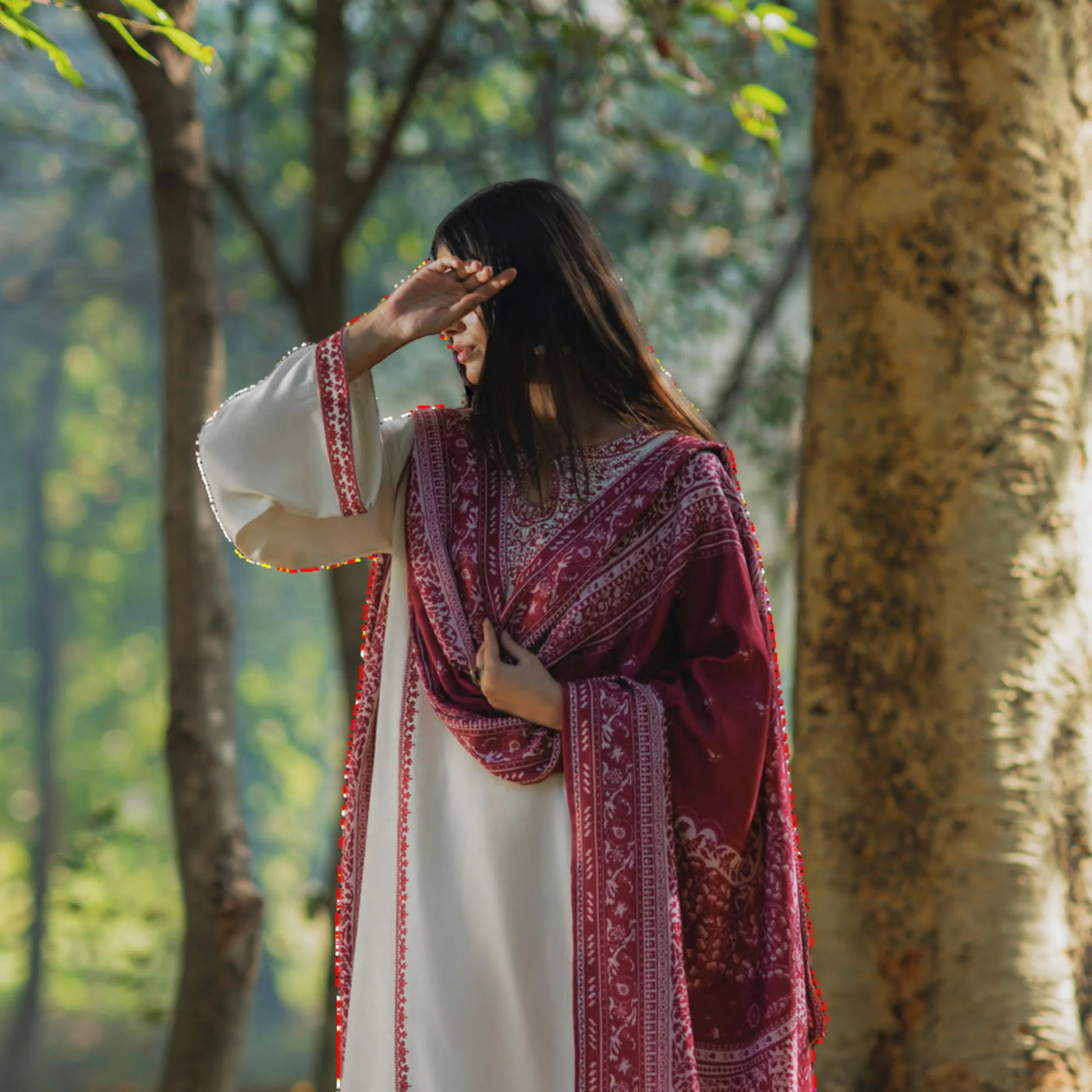 Cream Embroidered Dhanak | with Pashmina Shawl Winter | Collection by Casuallite