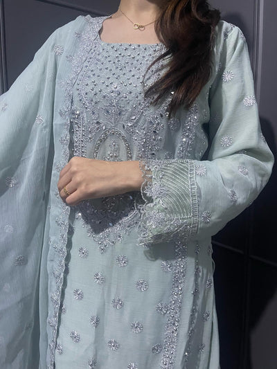 L - MINT - Mahham Luxury Chiffon Gharara Collection