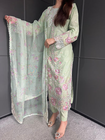 Raj Bari  Embroidered | Lawn Designer Suit With | Embroidered Dupatta