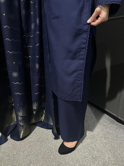 BLUE  3 PIECE PLAIN | DHANAK READY TO WEAR | SUIT WITH SHAWAL