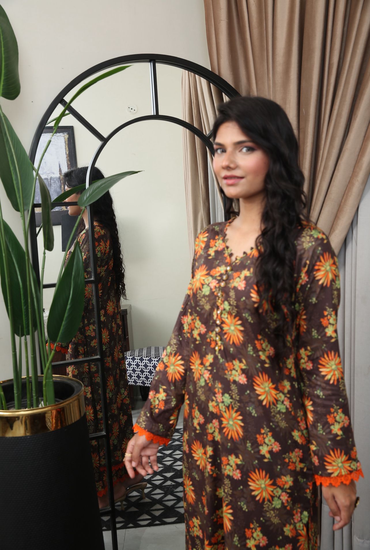 Floral Printed Premium Linen Plazzo Suit Co-Ords Set IJ-48