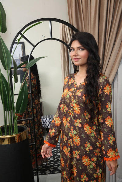 Floral Printed Premium Lawn Plazzo Suit Co-Ords Set IJ-48