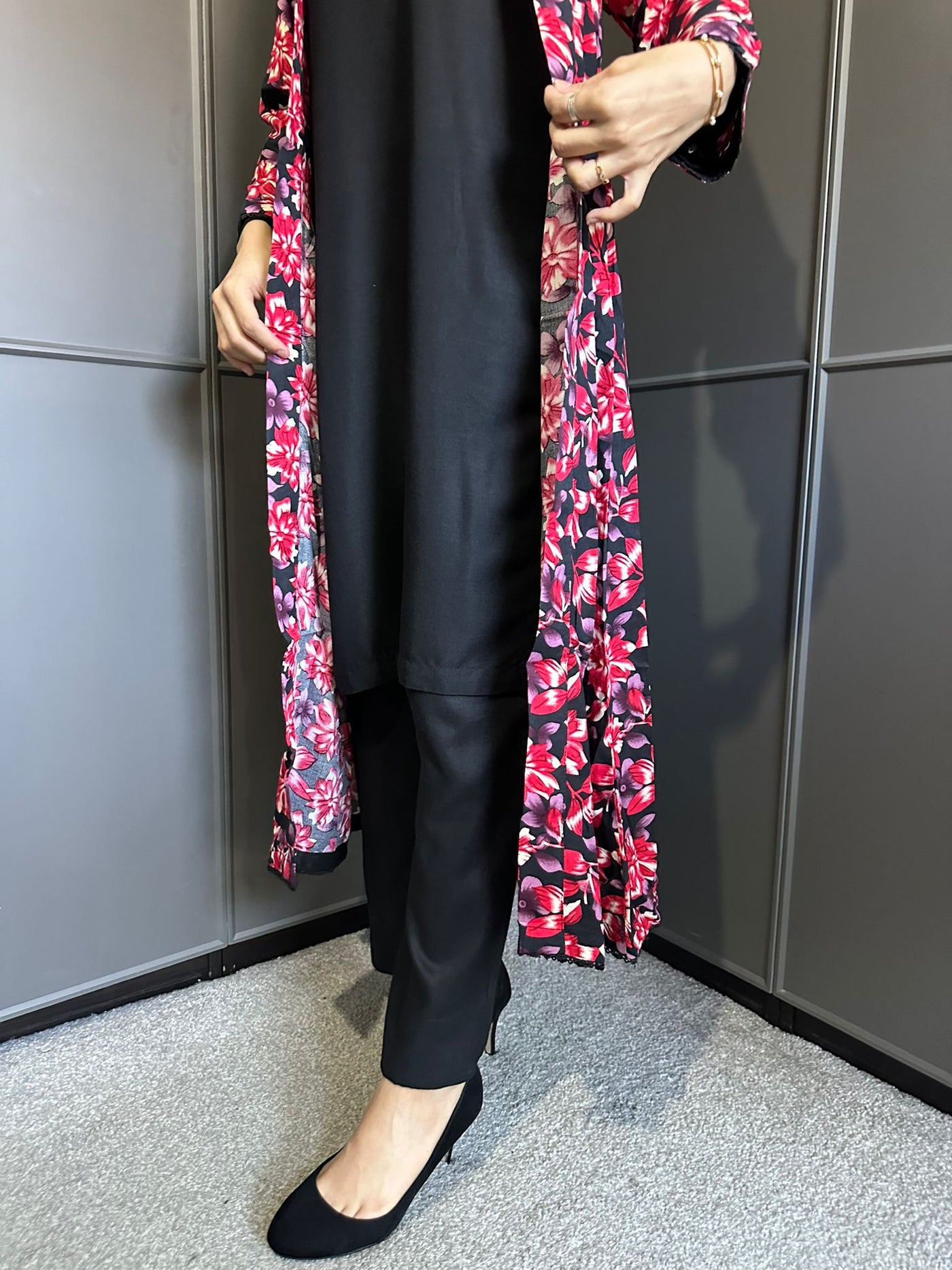 D-27 PLAIN SUITE WITH | PRINTED LINEN JACKET | READY TO WEAR 3 PC