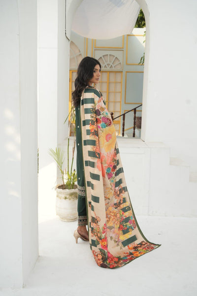 Green-3 PIECE EMBROIDERED DHANAK READY TO WEAR SUIT