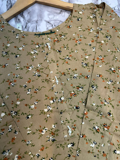 Floral Printed Stone Linen Suit - Trouser 2 Pc Set