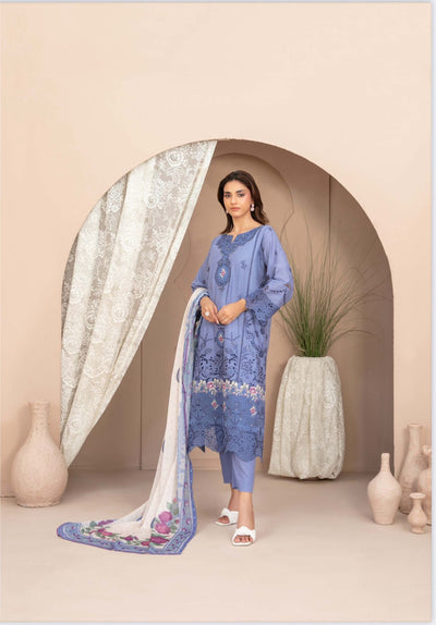 D-1780- Ferisha 3 Piece Semi-Stitched Collection By Tawakkal Fabrics