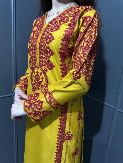 3 PIECE EMBROIDERED| DHANAK READY TO WEAR | SUIT WITH EMBROIDERED  SHAWAL