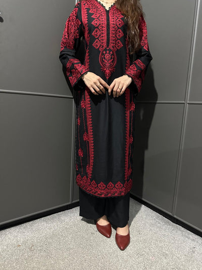 3 PIECE EMBROIDERED| DHANAK READY TO WEAR | SUIT WITH EMBROIDERED SHAWAL