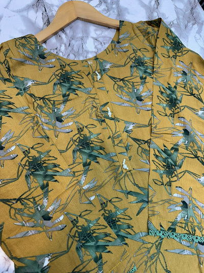 Floral Printed Stone Linen Suit - Trouser 2 Pc Set