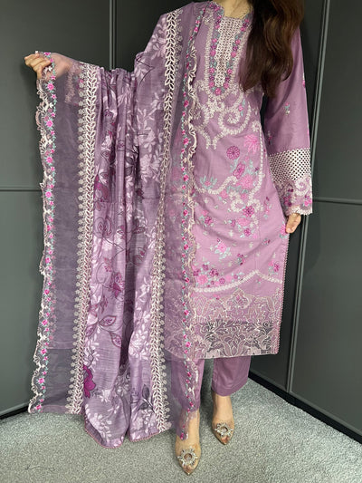 Raj Bari  Embroidered | Lawn Designer Suit With | Embroidered Dupatta