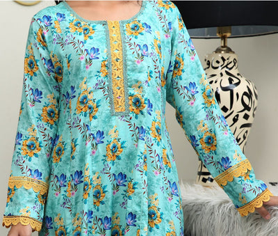 Floral Printed Premium Linen Frock Co-Ords Set IJ-40