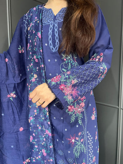 Raj Bari  Embroidered | Lawn Designer Suit With | Embroidered Dupatta