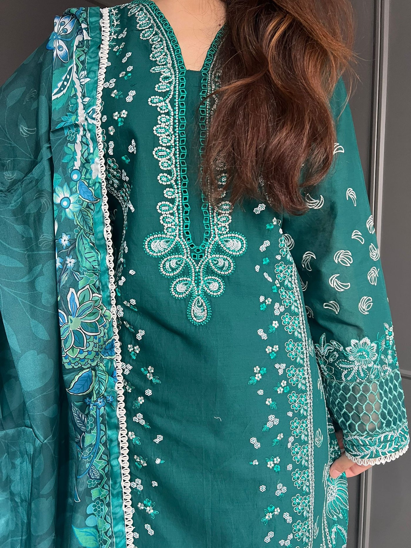 Raj Bari  Embroidered | Lawn Designer Suit With | Embroidered  Dupatta