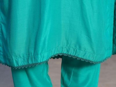 3 PIECE PLAIN LINEN READY TO WEAR TROUSER SUIT AQUA