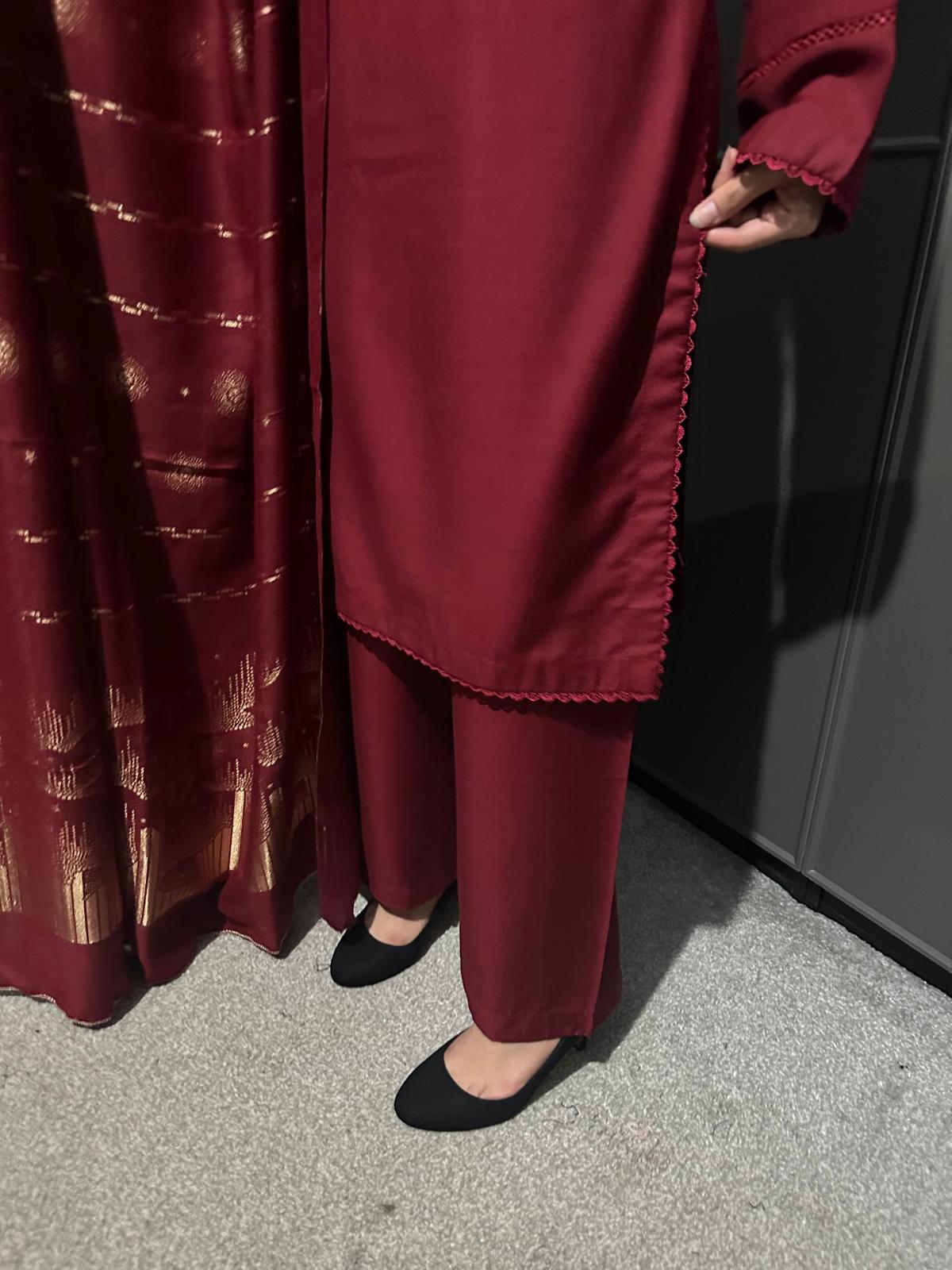 MAROON 3 PIECE PLAIN | DHANAK READY TO WEAR | SUIT WITH SHAWAL