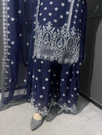 BLUE - Mahham Luxury Chiffon Gharara Collection