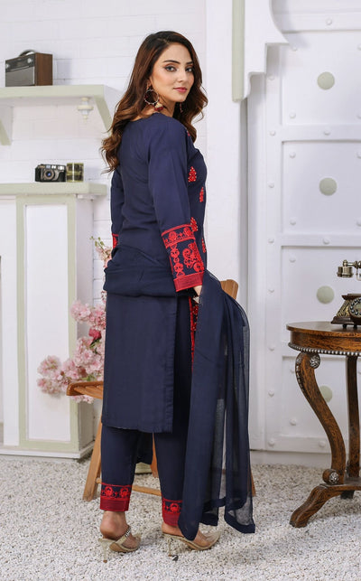 Embroidered Readymade Linen Suit Blue TS-95 | Shop Pakistani Dresses