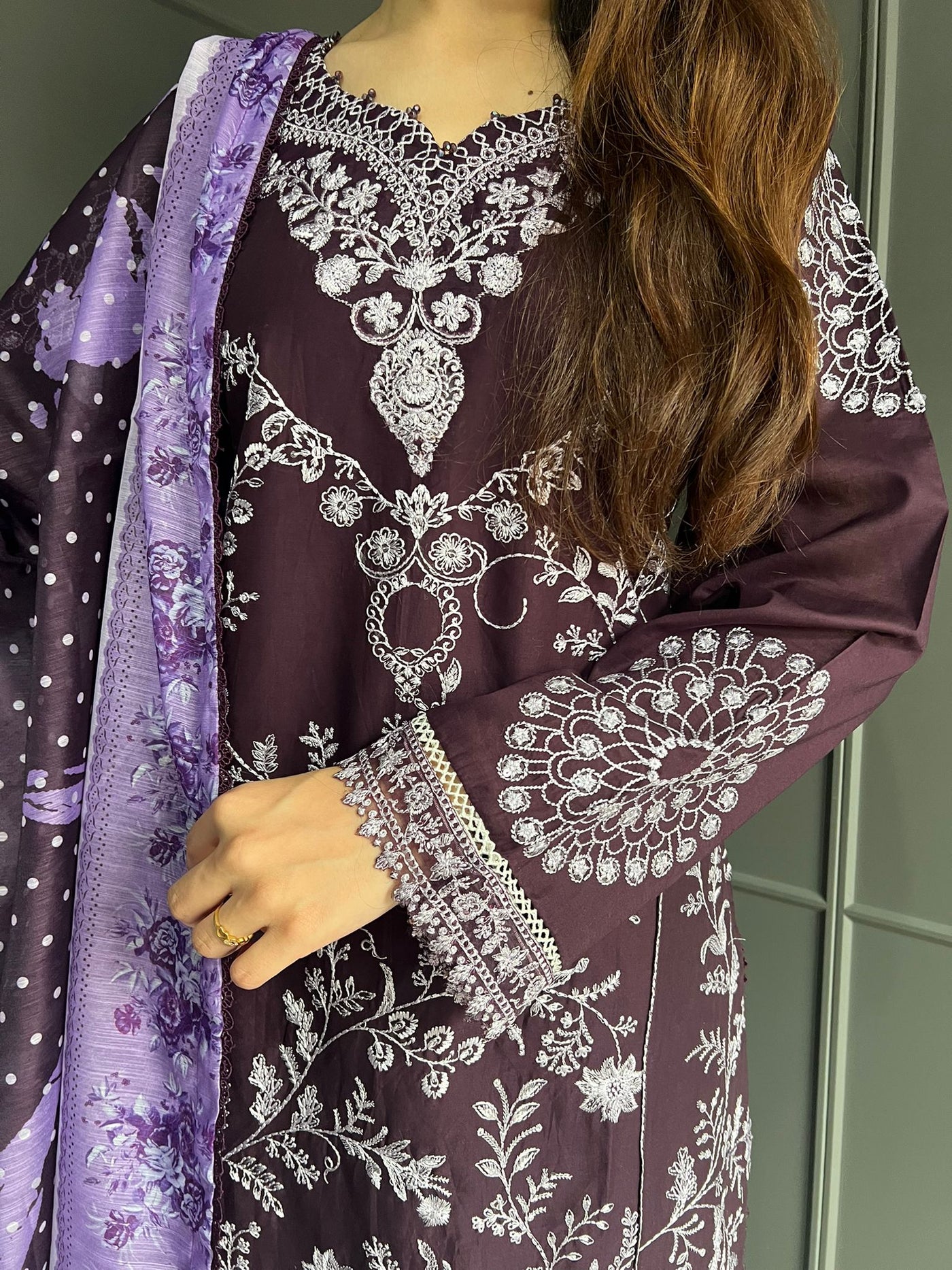 D-3 Mastani Embroidered | Lawn Desinger Suit With | Printed Dupatta