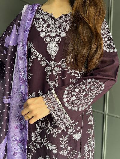 D-3 Mastani Embroidered | Lawn Desinger Suit With | Printed Dupatta