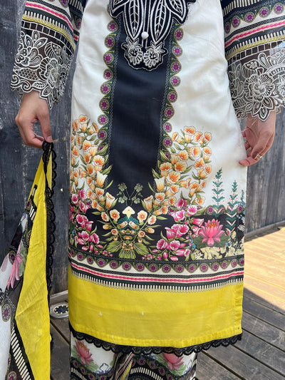 D-12 Mahnur  Embroidered | Lawn Desinger Suit With |Embroidered  Dupatta