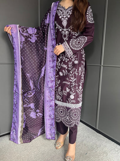 D-3 Mastani Embroidered | Lawn Desinger Suit With | Printed Dupatta