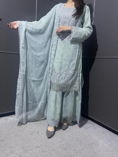 L - MINT - Mahham Luxury Chiffon Gharara Collection