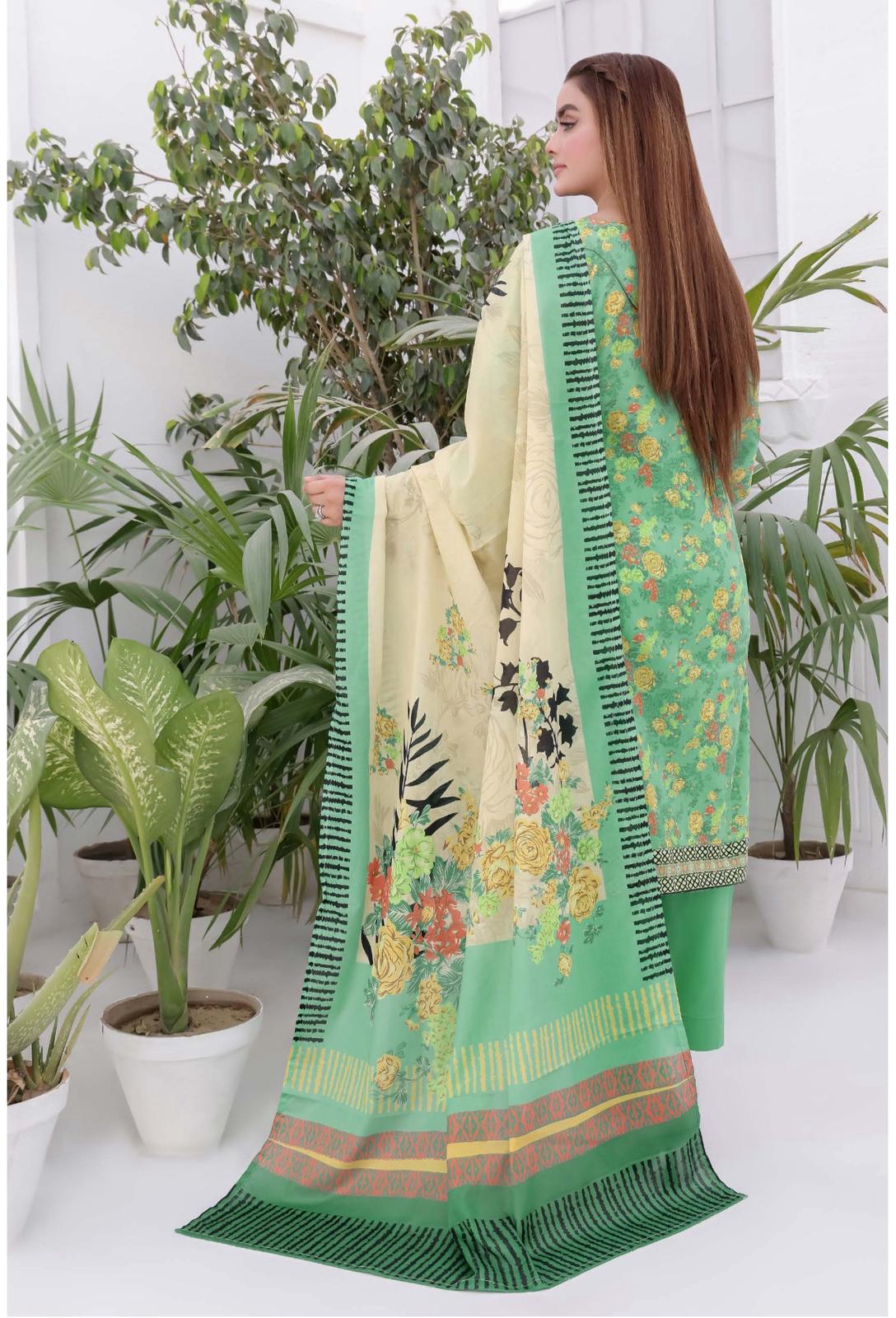 3PC PRINTED READYMADE SUIT WITH LAWN DUPATTA | These Pakistani 3 Piece Suits for women are the perfect dresses for all occasions whether you want to wear them in party, office or family function | Image 4 of 4