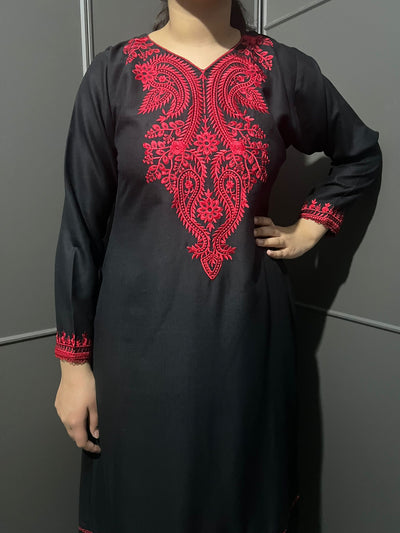 D-38 Embroidered  2 Piece Winter Dhanak Plazo Outfit