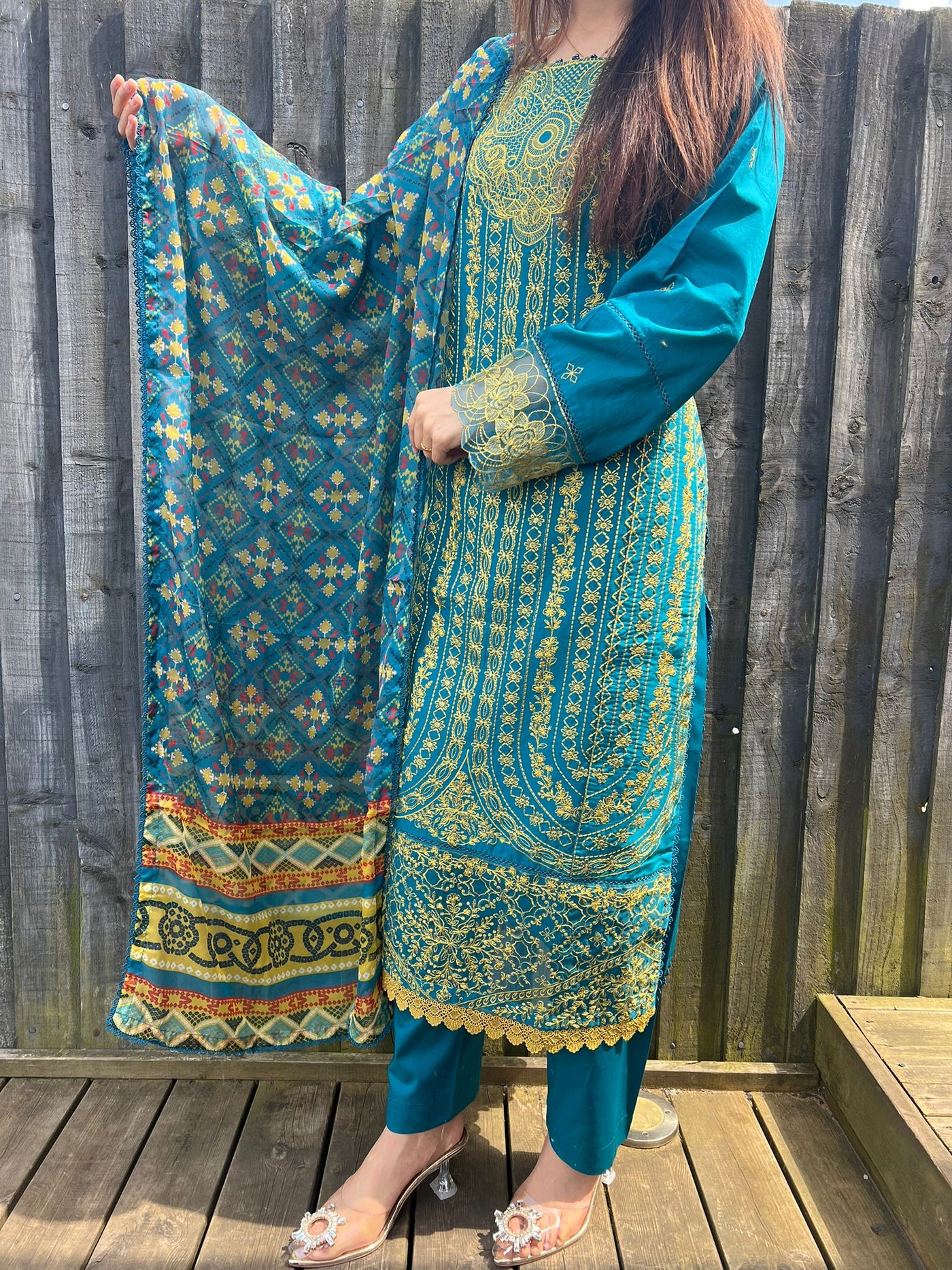 D-7 Mastani Embroidered | Lawn Desinger Suit With | Printed Dupatta