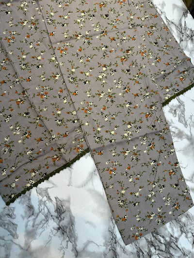 Floral Printed Stone Linen Suit - Trouser 2 Pc Set